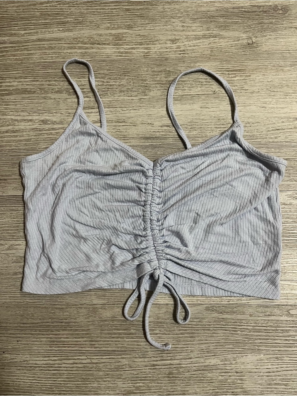 Garage Cropped Top Womens Medium Baby Blue Spaghetti Strap adjustable front